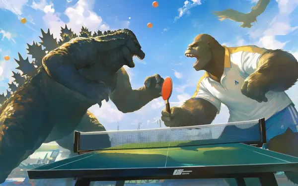 Godzilla King Kong table tennis HD Desktop Wallpaper | Background Image