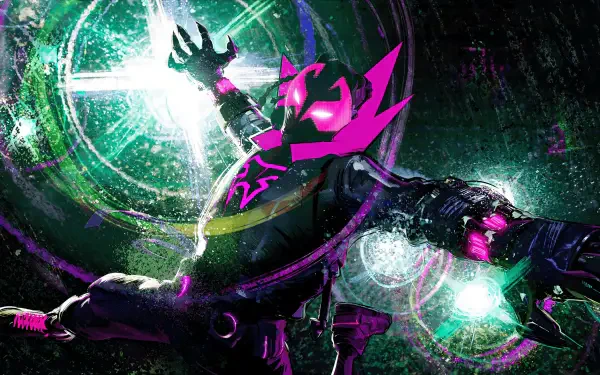 Dynamic HD wallpaper featuring Miles Morales from Spider-Man: Beyond the Spider-Verse, showcasing vibrant colors and action in a captivating digital design.