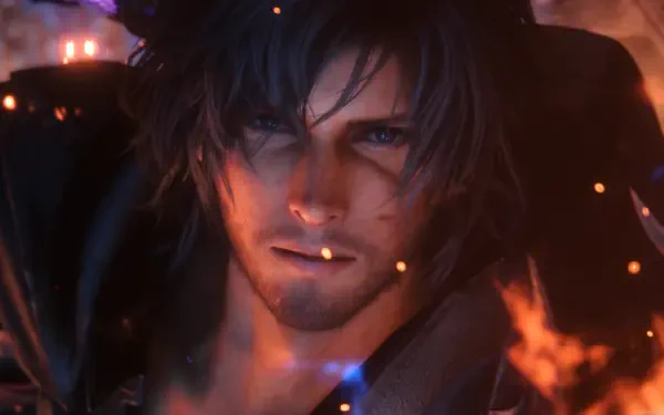 A dynamic 4K Ultra HD wallpaper featuring Clive Rosfield from Final Fantasy XVI, showcasing intense facial expression and vivid fiery effects in the background.