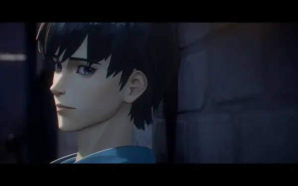 HD anime desktop wallpaper featuring a close-up of a male character from To Be Hero X with dark hair and a serious expression against a dimly lit background.