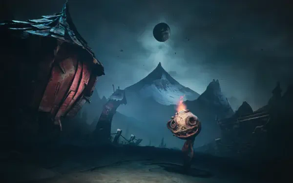 HD PC desktop wallpaper from the video game The Midnight Walk, featuring a dark, eerie nighttime scene with a mysterious character holding a glowing lantern.