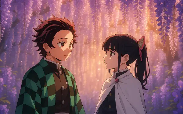 Anime Kanao Tsuyuri Tanjiro Kamado Demon Slayer: Kimetsu no Yaiba HD Desktop Wallpaper | Background Image