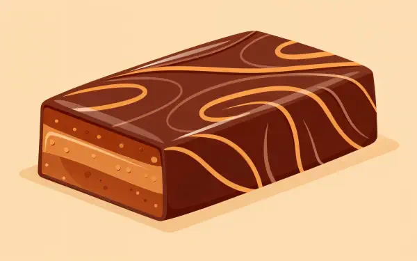 4K Ultra HD PC desktop wallpaper featuring a rich, rectangular fudge piece with swirling caramel patterns on a soft beige background.