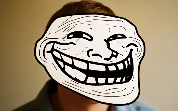 A 4K Ultra HD PC desktop wallpaper featuring the classic black-and-white troll face meme over a blurred background.