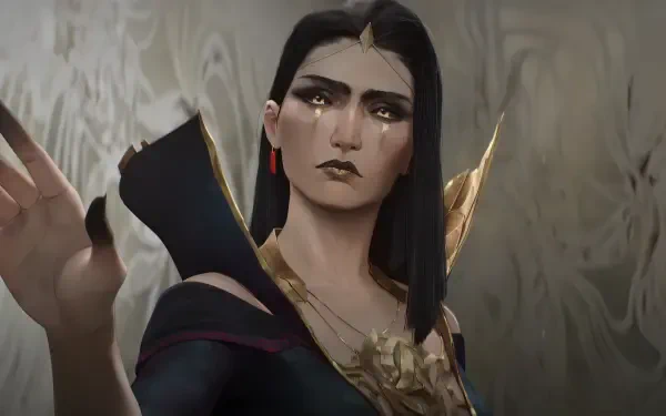 HD PC desktop wallpaper featuring LeBlanc, a character from the video game League of Legends, with a dark and mystical aesthetic.