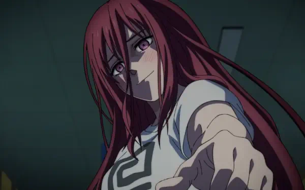 HD anime wallpaper featuring Lu Xiaotang from Sakamoto Days with intense expression, dark background, and dynamic composition for PC desktop.