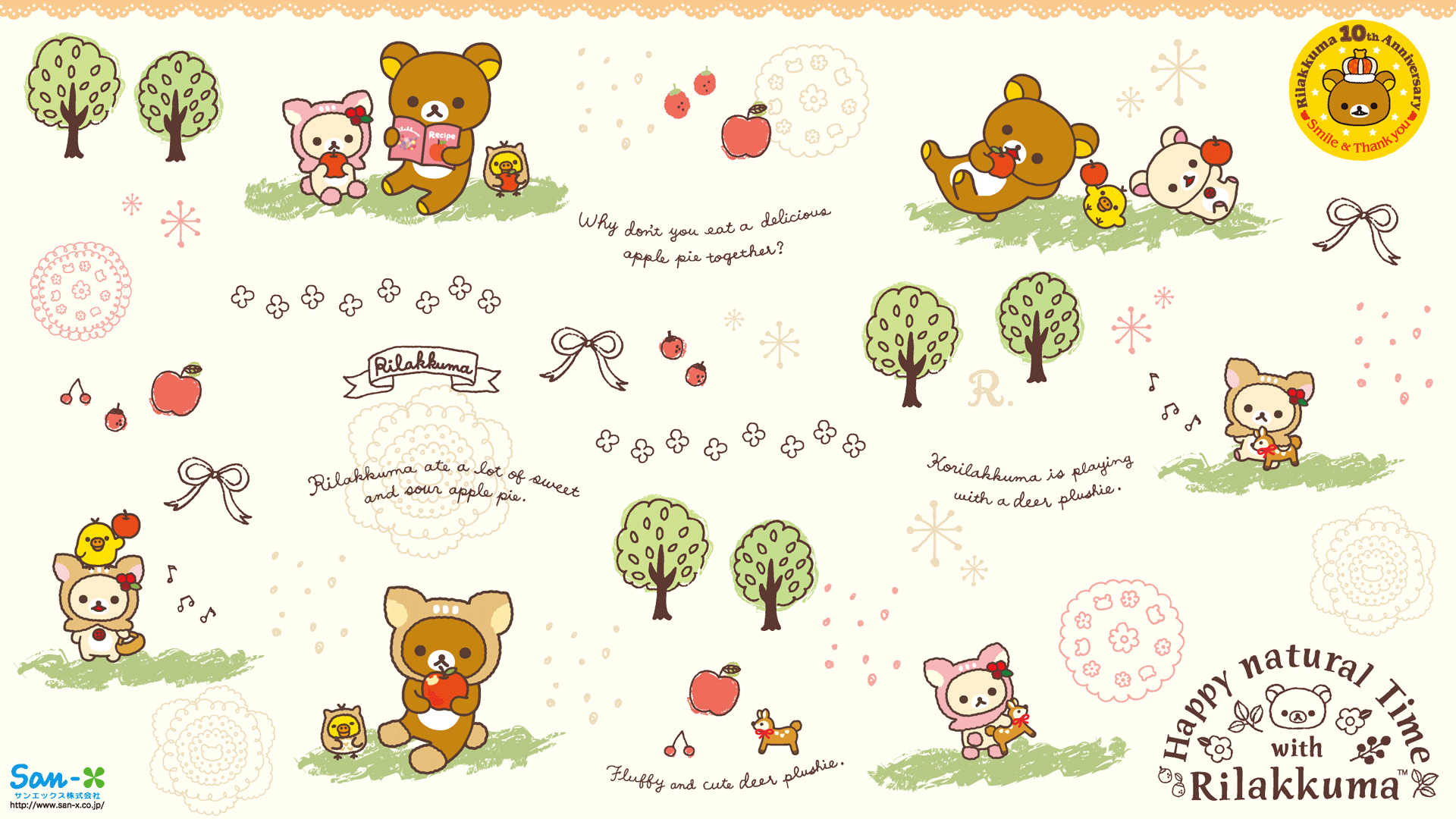 San-X Rilakkuma HD Wallpaper — Cozy Forest Picnic, image size:1920x1080