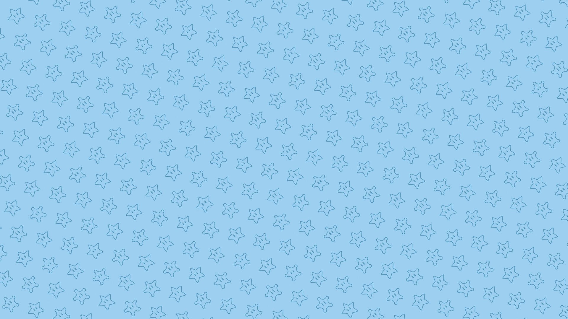 Light blue Super Mario Galaxy 4K Ultra HD PC desktop wallpaper showing a repeating pattern of outlined stars and subtle starburst motifs across a soft textured background.