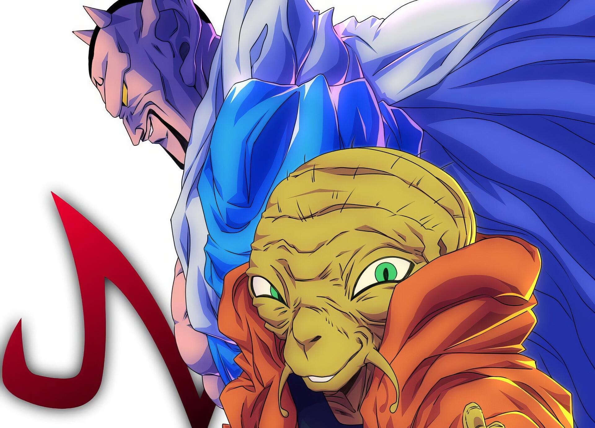 HD PC desktop wallpaper of Dragon Ball Z anime featuring Babidi in the foreground and Dabura looming behind, vibrant colors and dynamic composition.