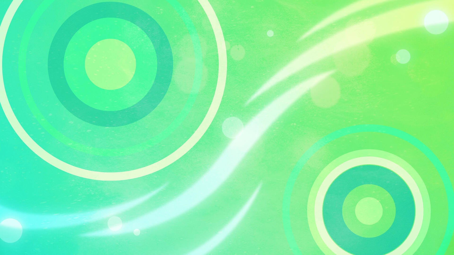 Abstract green-teal image labeled Tomodachi Life and Tomodachi Life: Living the Dream — HD PC desktop wallpaper with concentric circles and flowing white streaks.