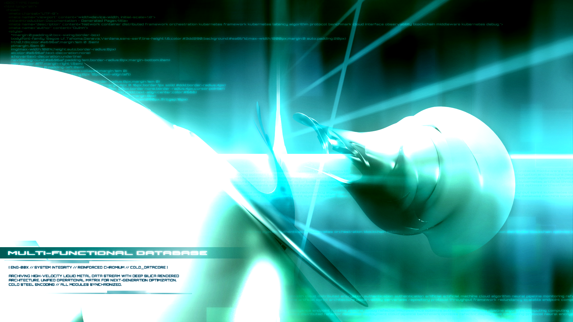 Y2K metalheart abstract graphic design: HD PC desktop wallpaper/background with chrome heart motif, teal glow and intersecting light beams.