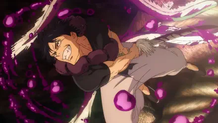 Toji Fushiguro from Jujutsu Kaisen 2nd Season lunges amid swirling purple cursed energy — 4K Ultra HD anime PC desktop wallpaper/background.