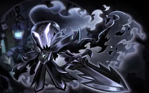 HD PC desktop wallpaper of Silent Salt Cookie from the video game COOKIE RUN: KINGDOM — a cloaked, armored figure wreathed in ghostly salt mist, brandishing a large blade.