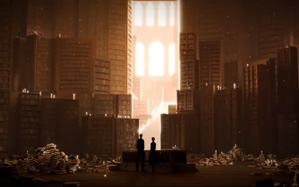 Library of Ruina — Video Game 4K Ultra HD Wallpaper: Archivists at Dusk