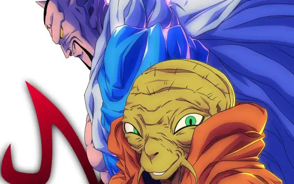 HD PC desktop wallpaper of Dragon Ball Z anime featuring Babidi in the foreground and Dabura looming behind, vibrant colors and dynamic composition.