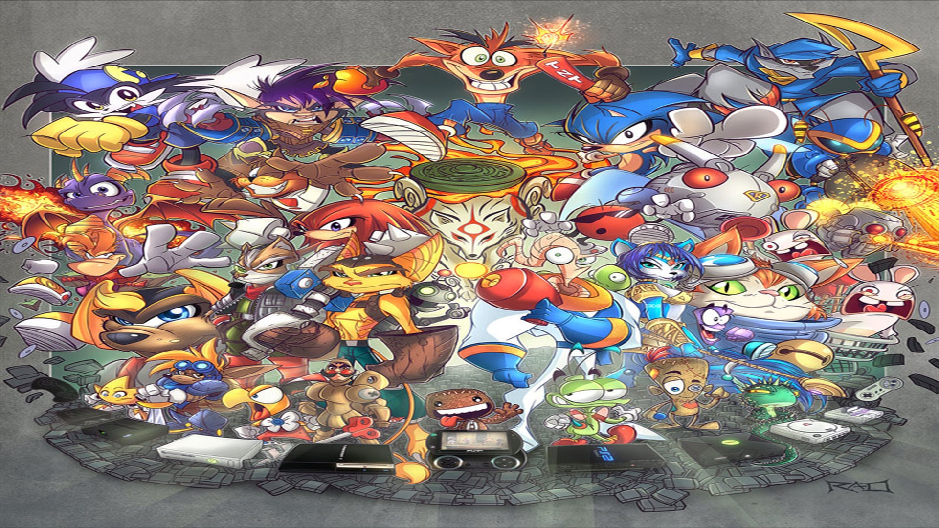 Video game collage wallpaper