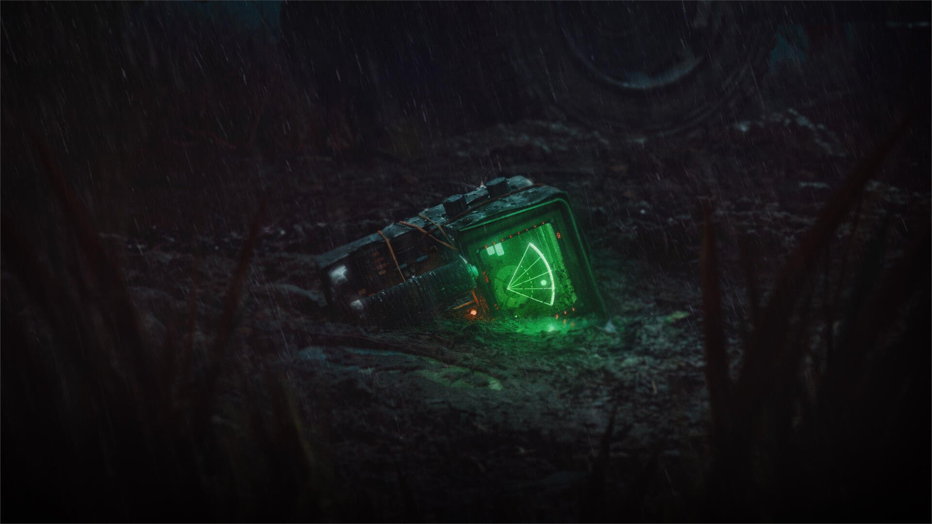 Alien: Isolation 2 video game 8K Ultra HD PC desktop wallpaper and background — dark derelict ruin strewn with wreckage and a glowing green triangular console.