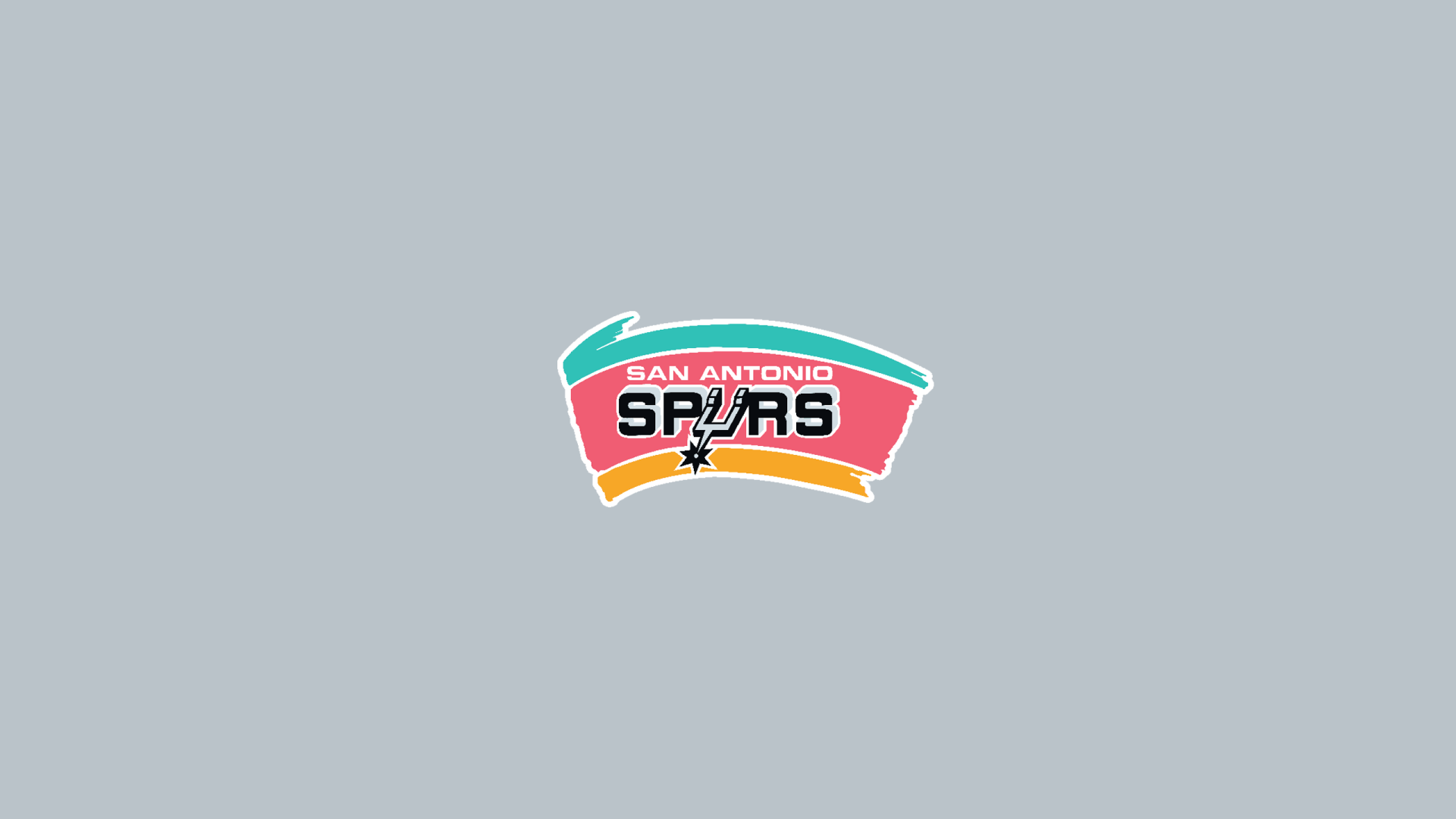 San Antonio Spurs NBA retro crest centered on light gray background — 2K Quad HD PC desktop wallpaper.