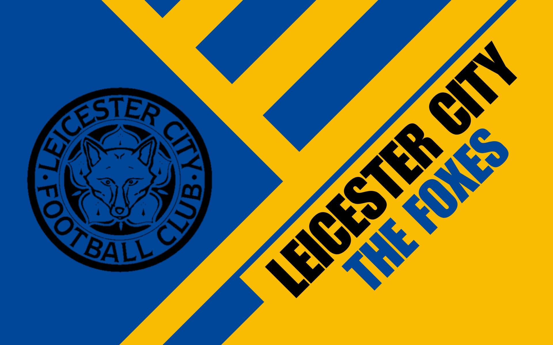 2K Quad HD PC desktop wallpaper and background featuring Leicester City F.C. logo and LEICESTER CITY THE FOXES text on a blue and gold diagonal design.