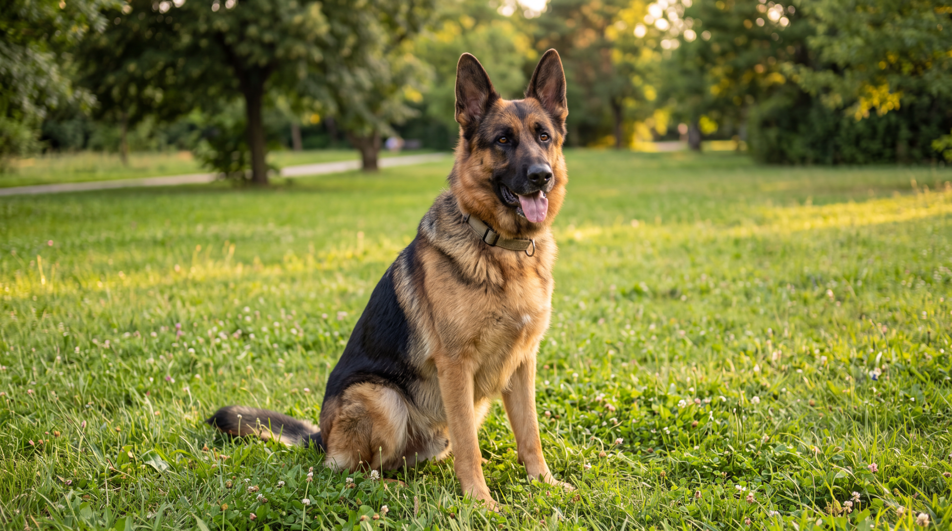 German Shepherd in a Sunlit Meadow — 5K Ultra HD Wallpaper by ...