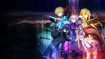 4K Ultra HD PC desktop wallpaper of Sword Art Online: Alicization - War of Underworld featuring Kirito, Alice, Asuna and allies against a glowing, fractured underworld backdrop.