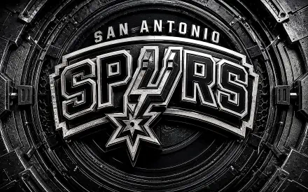 4K Ultra HD NBA San Antonio Spurs PC desktop wallpaper: metallic black-and-white Spurs logo centered on a rugged circular textured background.