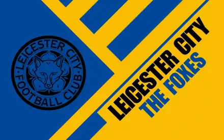 2K Quad HD PC desktop wallpaper and background featuring Leicester City F.C. logo and LEICESTER CITY THE FOXES text on a blue and gold diagonal design.