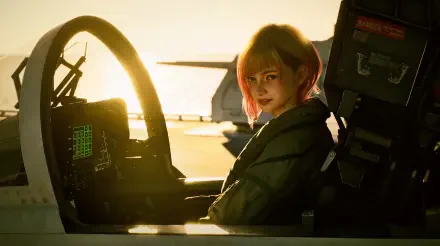 Ace Combat 8: Wings of Theve woman pilot in a sunlit cockpit, 5K Ultra HD PC desktop wallpaper