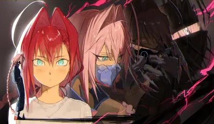 Cyberpunk: Edgerunners 2 HD PC desktop wallpaper featuring Talia Yang beside a red-haired anime girl against a dark cyberpunk city backdrop.