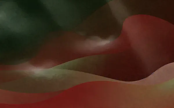Abstract flowing red and green silk-like waves with soft light reflections, 4K Ultra HD PC desktop wallpaper and background.