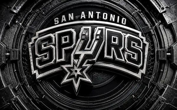 4K Ultra HD NBA San Antonio Spurs PC desktop wallpaper: metallic black-and-white Spurs logo centered on a rugged circular textured background.