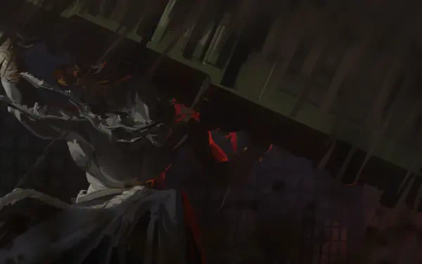 Dark, towering Mahoraga from Jujutsu Kaisen — a monstrous horned shadow with glowing red accents; dramatic 4K Ultra HD desktop wallpaper/background.