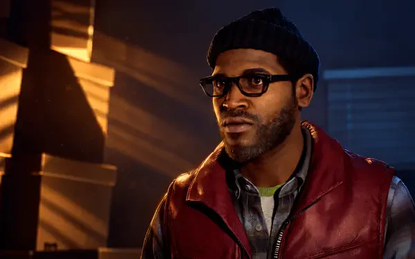 Silent Hill: Townfall character—man in glasses and a beanie wearing a red jacket, moody-lit 4K Ultra HD PC desktop wallpaper and background.