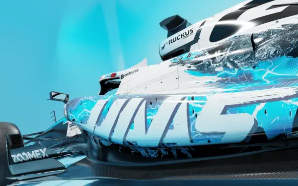 Haas VF-26 F1 Team speedboat racing at high speed, featured in an HD PC desktop wallpaper and background.