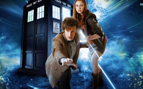 Karen Gillan Matt Smith Tardis Amy Pond The Doctor TV Show Doctor Who (2005) HD Desktop Wallpaper | Background Image