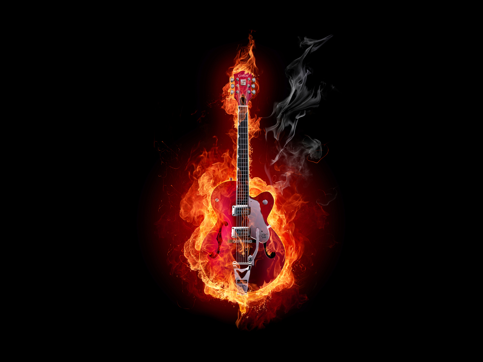 Burning Guitar Wallpaper And Background Image 1600x1200 ID