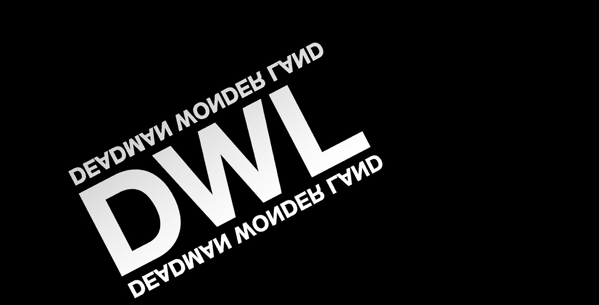 HD PC desktop wallpaper featuring bold white DWL text and Deadman Wonderland in stylized font from the anime Deadman Wonderland on a black background.