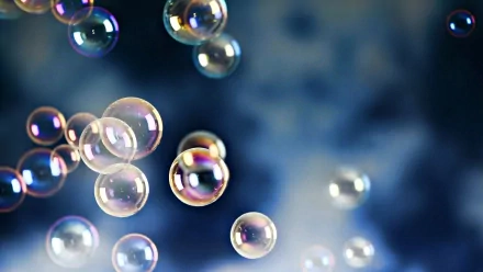 HD PC desktop wallpaper featuring abstract, translucent bubbles floating against a soft, blurred blue background.