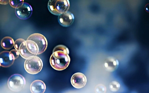 HD PC desktop wallpaper featuring abstract, translucent bubbles floating against a soft, blurred blue background.