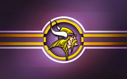 HD Minnesota Vikings sports desktop wallpaper: horned Viking logo centered on a purple textured background with gold and white horizontal stripes.