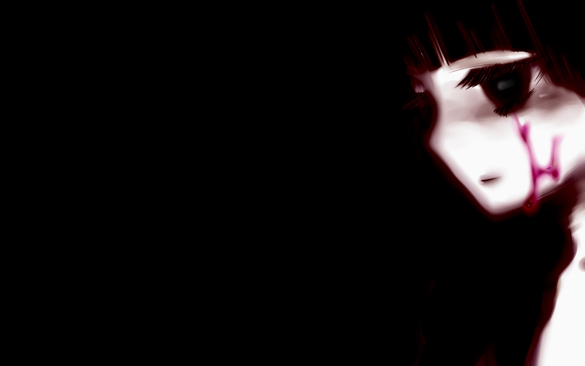Dark-haired anime character, Sunako Kirishiki, from the series Shiki, standing against a scenic backdrop.