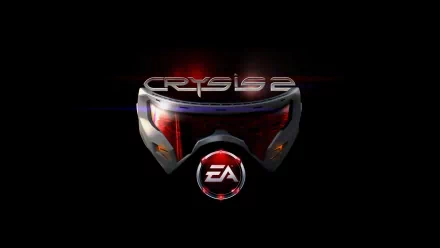 HD PC desktop wallpaper featuring the Crysis 2 logo and a futuristic helmet with the EA emblem, representing the video game Crysis 2.