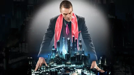 A stylish HD desktop wallpaper featuring a character from Saints Row: The Third, overseeing a vibrant cityscape with a confident stance, embodying the game's dynamic energy.