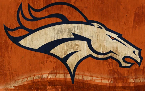Denver Broncos logo centered on a weathered orange background, 2K Quad HD PC desktop wallpaper celebrating Denver sports.