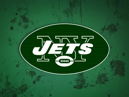 HD PC desktop wallpaper featuring the New York Jets logo on a textured green background, representing the sports team with bold white and green colors.