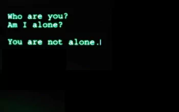 HD PC desktop wallpaper featuring green code-style text from The Animatrix, blending sci-fi, anime, and Matrix themes with a black background.