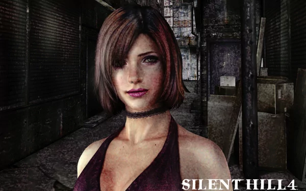 HD PC desktop wallpaper featuring a character from the video game Silent Hill 4, set against a dark, eerie alley backdrop.