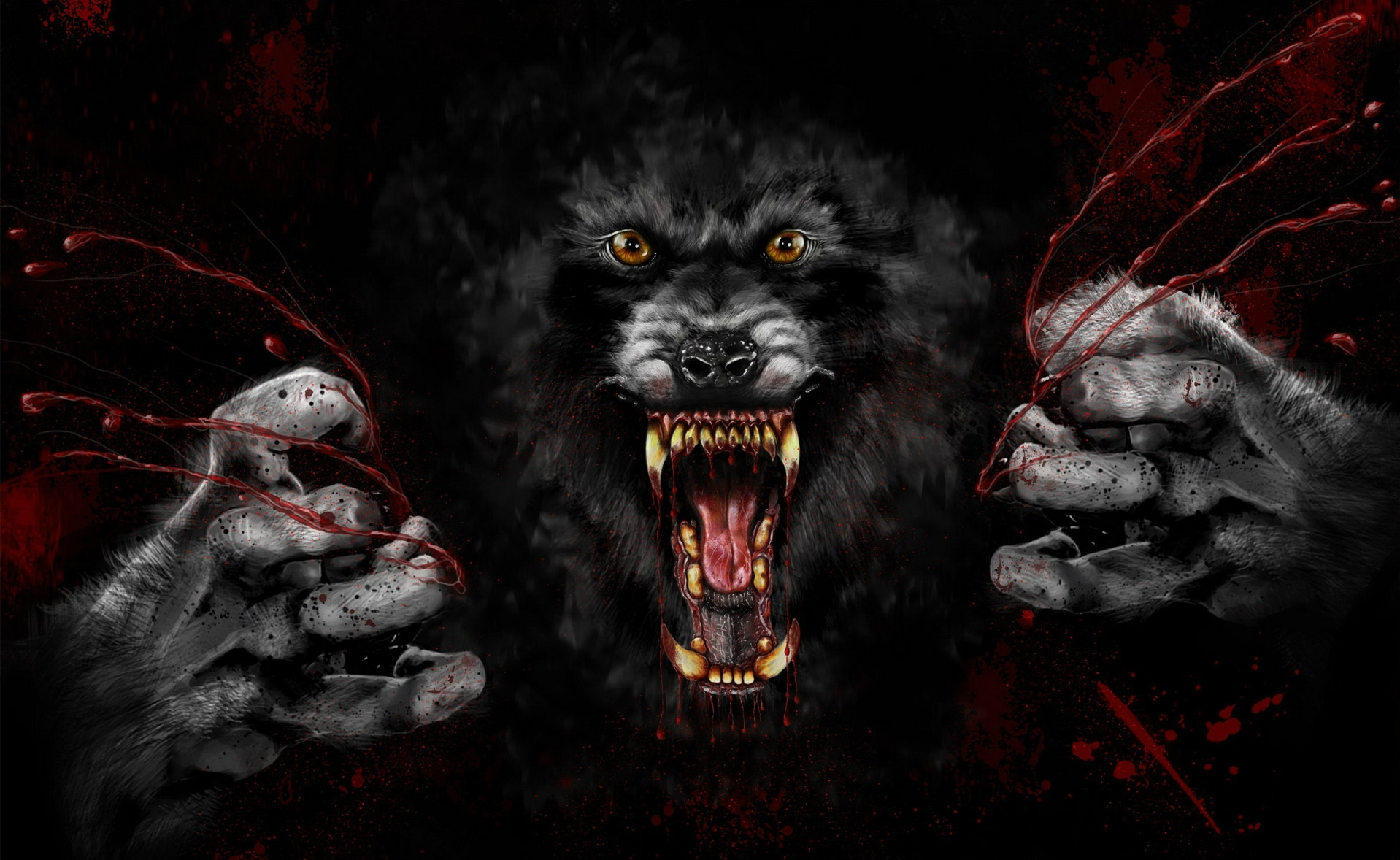 Dark werewolf artwork by Matt Rosiere