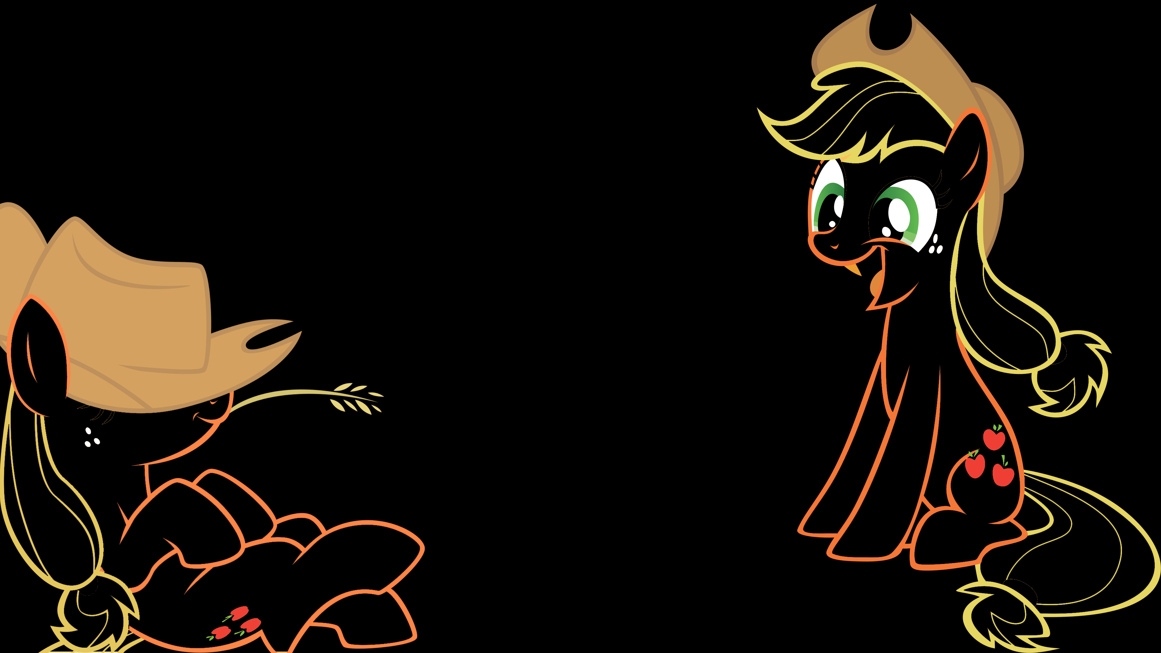 A colorful digital wallpaper featuring Applejack from the TV show My Little Pony: Friendship is Magic.