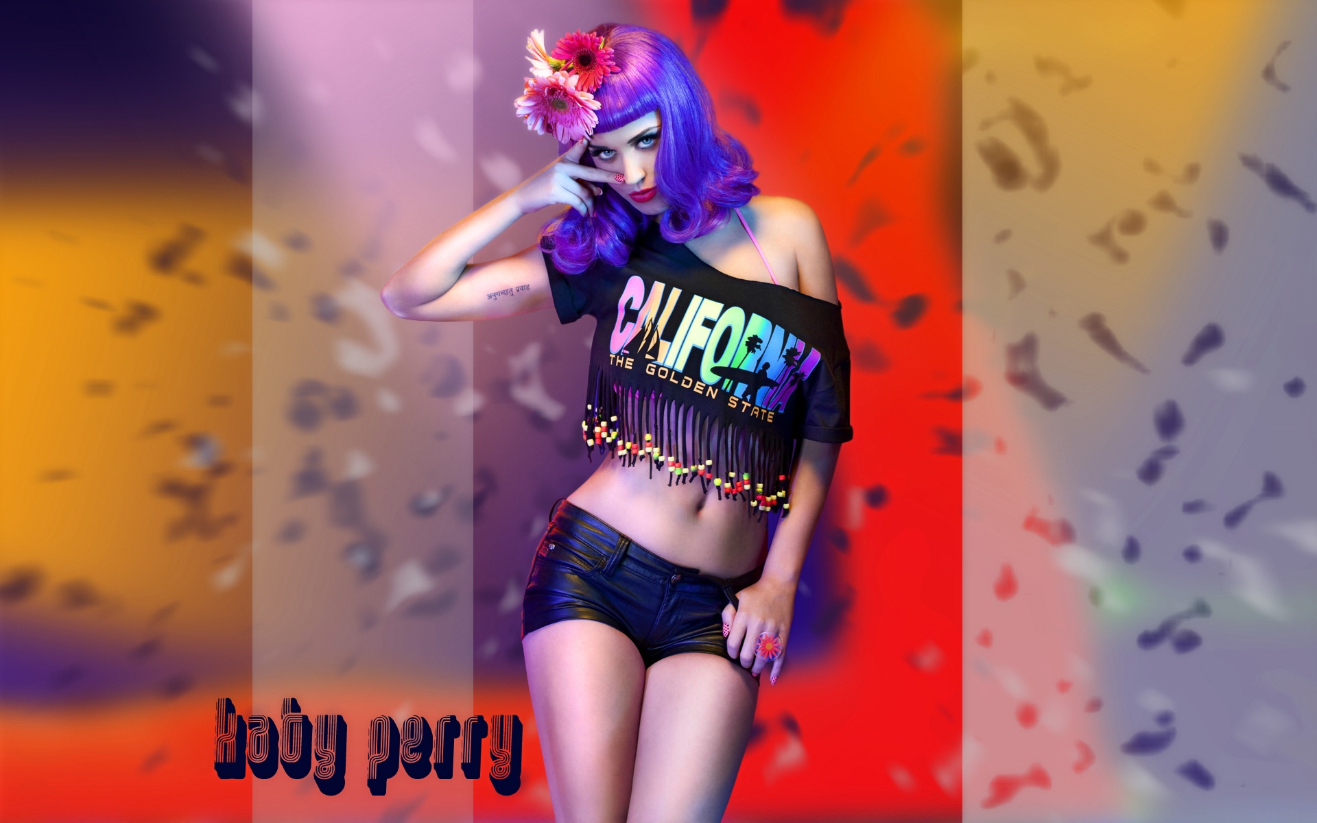 Katy Perry desktop wallpaper with music theme